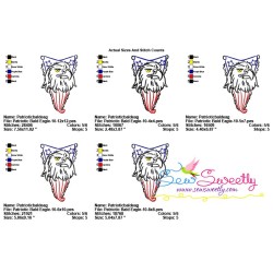Patriotic Bald Eagle-10 Embroidery Design Pattern-2