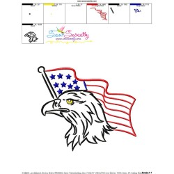 Patriotic Bald Eagle-8 Embroidery Design Pattern-3
