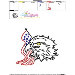 Patriotic Bald Eagle-7 Embroidery Design Pattern-3