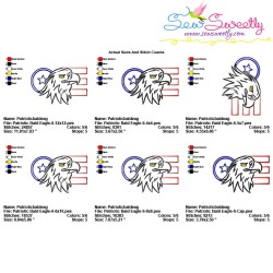 Patriotic Bald Eagle-6 Embroidery Design Pattern-2