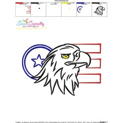 Patriotic Bald Eagle-6 Embroidery Design Pattern-3
