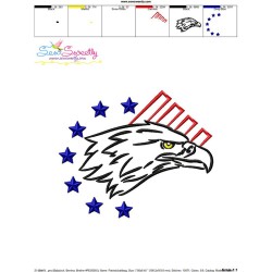 Patriotic Bald Eagle-5 Embroidery Design Pattern-3