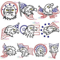 Patriotic Bald Eagles Embroidery Design Bundle-1