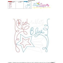 Red White Blue Patriotic Colorwork Block Embroidery Design Pattern-3