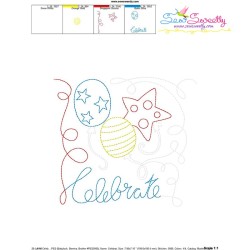 Celebrate Balloons Patriotic Colorwork Block Embroidery Design Pattern-3