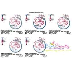Color Satin Stitches Tea Time-10 Embroidery Design Pattern-2