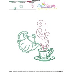 Color Satin Stitches Tea Time-8 Embroidery Design Pattern-3