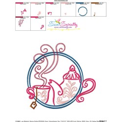 Color Satin Stitches Tea Time-7 Embroidery Design Pattern-3