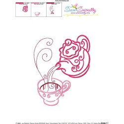 Color Satin Stitches Tea Time-5 Embroidery Design Pattern-3