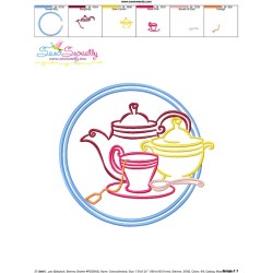 Color Satin Stitches Tea Time-4 Embroidery Design Pattern-3