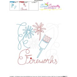 Fireworks Patriotic Colorwork Block Embroidery Design Pattern-3