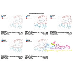 4th of July Patriotic Hat Colorwork Block Embroidery Design Pattern-3