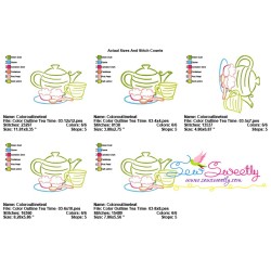 Color Satin Stitches Tea Time-3 Embroidery Design Pattern-2