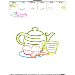 Color Satin Stitches Tea Time-3 Embroidery Design Pattern-3