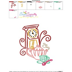 Color Satin Stitches Tea Time-2 Embroidery Design Pattern-3