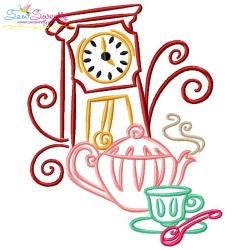 Color Satin Stitches Tea Time Embroidery Design Bundle-5