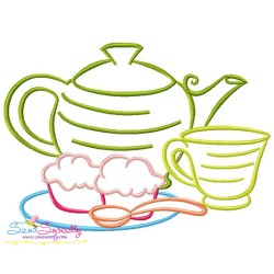Color Satin Stitches Tea Time Embroidery Design Bundle-6