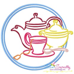 Color Satin Stitches Tea Time Embroidery Design Bundle-7
