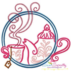 Color Satin Stitches Tea Time Embroidery Design Bundle-9