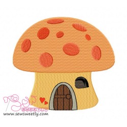 Mushroom House Embroidery Design Pattern-1