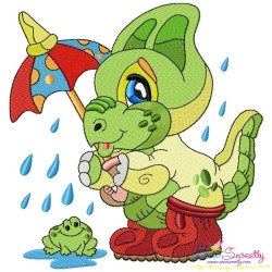 Rainy Baby Dinosaur-10 Embroidery Design Pattern-1