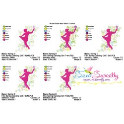 Spring Flowers Dancing Girl-7 Embroidery Design Pattern-2