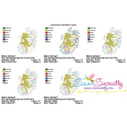Spring Flowers Dancing Girl-6 Embroidery Design Pattern-2