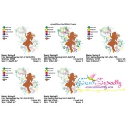 Spring Flowers Dancing Girl-5 Embroidery Design Pattern-2