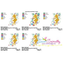 Spring Flowers Dancing Girl-4 Embroidery Design Pattern-2