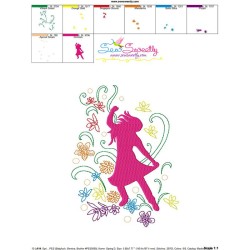 Spring Flowers Dancing Girl-3 Embroidery Design Pattern-3