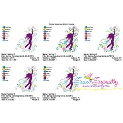 Spring Flowers Dancing Girl-2 Embroidery Design Pattern-2