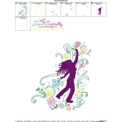 Spring Flowers Dancing Girl-2 Embroidery Design Pattern-3
