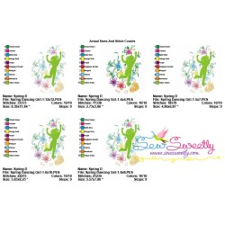 Spring Flowers Dancing Girl-1 Embroidery Design Pattern-2