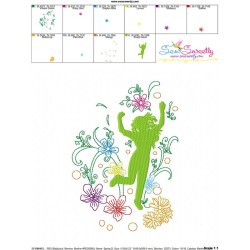 Spring Flowers Dancing Girl-1 Embroidery Design Pattern-3