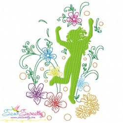 Spring Flowers Dancing Girls Embroidery Design Bundle-2