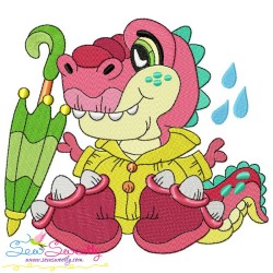 Rainy Baby Dinosaurs Embroidery Design Bundle-6