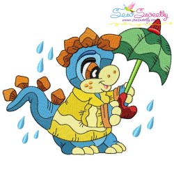 Rainy Baby Dinosaurs Embroidery Design Bundle-5