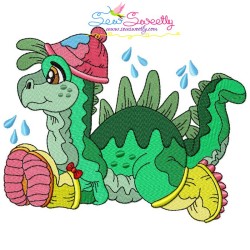 Rainy Baby Dinosaurs Embroidery Design Bundle-4