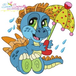 Rainy Baby Dinosaurs Embroidery Design Bundle-9