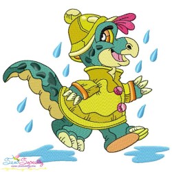 Rainy Baby Dinosaurs Embroidery Design Bundle-7