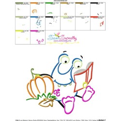 Reading in Fall Monster-9 Embroidery Design Pattern-3