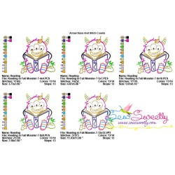 Reading in Fall Monster-7 Embroidery Design Pattern-2