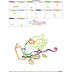 Reading in Fall Monster-6 Embroidery Design Pattern-3