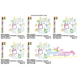 Reading in Fall Monster-5 Embroidery Design Pattern-2