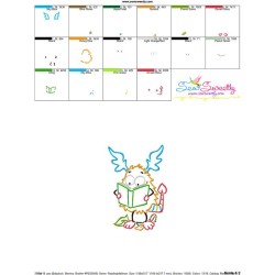 Reading in Fall Monster-3 Embroidery Design Pattern-3