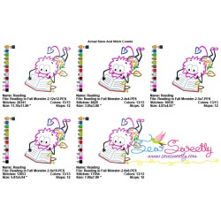 Reading in Fall Monster-2 Embroidery Design Pattern-2