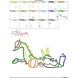 Reading in Fall Monster-4 Embroidery Design Pattern-3