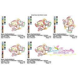 Reading in Fall Monster-1 Embroidery Design Pattern-2