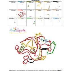 Reading in Fall Monster-1 Embroidery Design Pattern-3