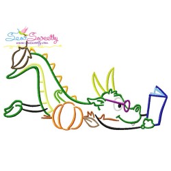 Reading in Fall Monsters Embroidery Design Bundle-9